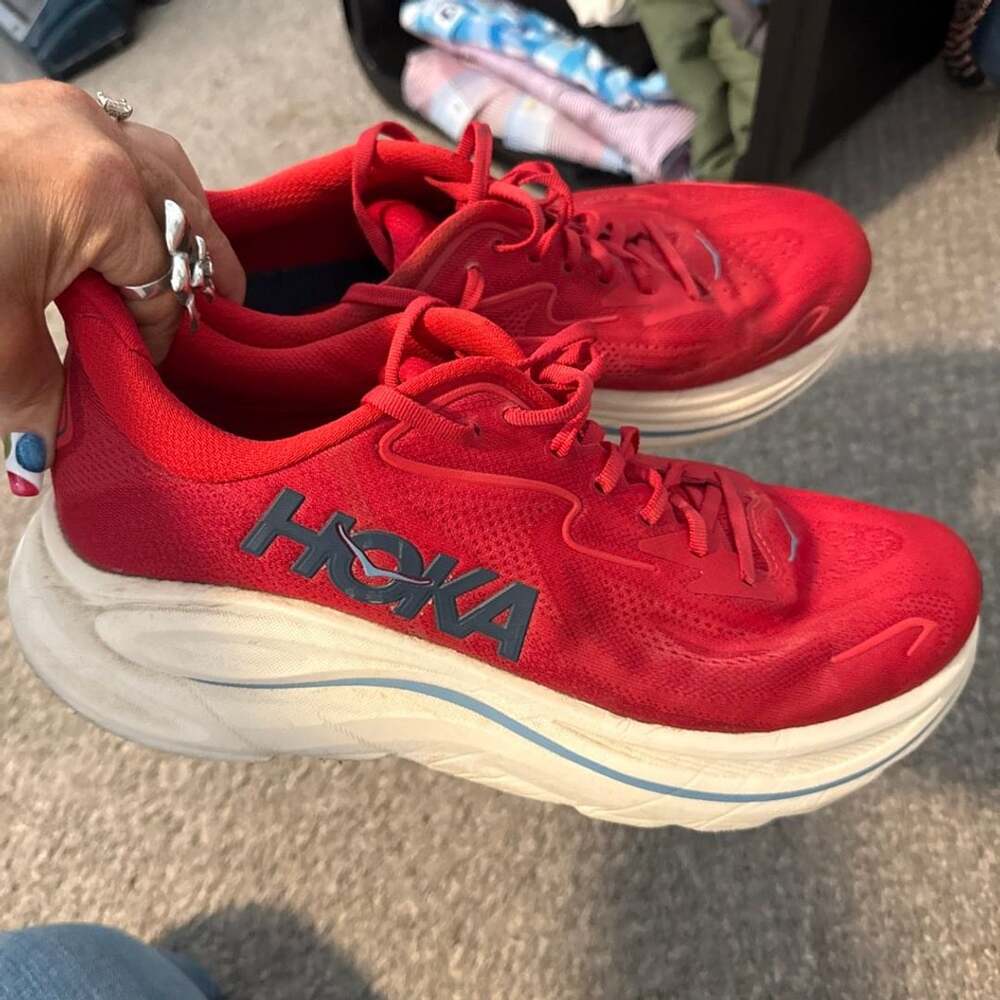 Hoka Clifton Size 12D Red Running Shoes